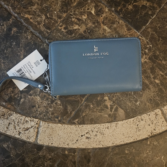 LONDON FOG Indigo Blue Preston-Single Zip Around with Front Fold Snap $58 NWT - Picture 2 of 5